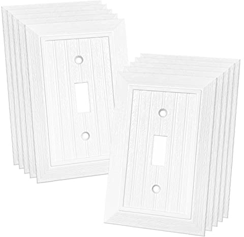 Modern Decorative Wall Plate Retro Wood Grain design Switch Cover Outlet Cover for Light Switch, Smart Switch, Dimmer, GFCI, USB Outlet (10 Pack, Single Toggle)