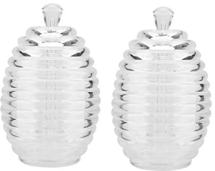 2 pezzi vasetto di miele e mestolo set, vasetto di miele vasetto di miele con mestolo vasetti di miele con mestolo vasetti di miele trasparenti 265 ml barattolo di miele trasparente a forma di alveare