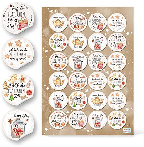 Logbuch-Verlag 24 Weihnachtsaufkleber Geschenketiketten Weihnachten Sticker rund 4 cm für Plätzchen Geschenke