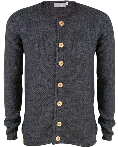 Bavarian Caps Herren Simmerl Strickjanker Jacke, grau, S