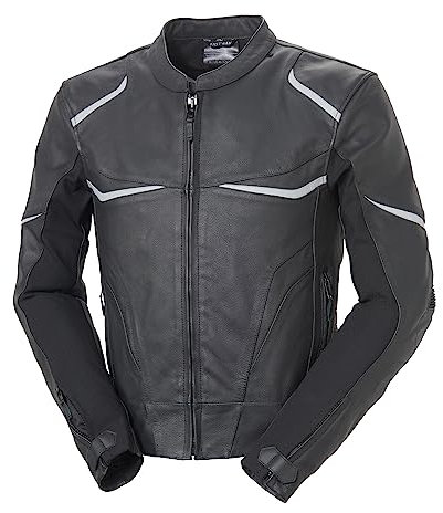 FAST WAY Sport Men 191 Motorrad Lederjacke Herren, Motorradjacke Herren Mit Protektoren, Entnehmbare Schulter- & Ellenbogenprotektoren, Motorrad Jacke Herren mit Verbindungsreißverschluss, Gr. 58