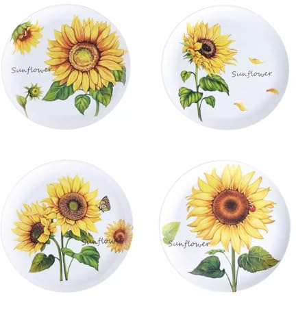The Lakeside Collection Summer Dining Melamine Plates Set of 4 - Sunflower
