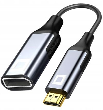 CO2 Adapter HDMI till DisplayPort DP 8K/60Hz, 4K/120Hz, 2K/240Hz, Full HD, Dynamic HDR DSC 3D HDCP 2.2 FEC, Plug & Play, 32,4 Gbps, enkelriktad kabel, aluminium rymdgrå (8K)