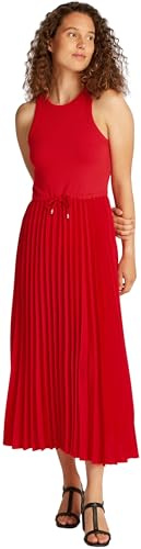 Tommy Hilfiger Damen Kleid Midi Dress Ärmellos, Rot (Primary Red), XS