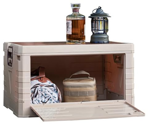 Faltbare Camping Outdoor Aufbewahrungsbox mit Deckel, 35L Stapelbar Kunststoff Auto Kofferraum Organizer Aufbewahrung, Faltbare Utility Crate Camping Zubehör für Garten Party Picknick Outdoor Reisen
