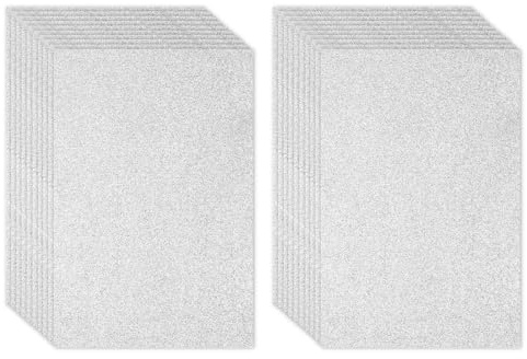 PATIKIL Hoja de Espuma Brillante de Purpurina EVA Plateada de 16X12 Pulgadas Y 2 mm de Grosor Con Adhesivo Trasero, Purpurina Brillante EVA para Proyectos de Manualidades Diy, 20 Piezas
