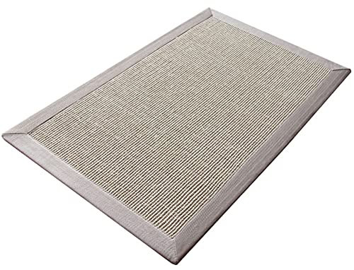 Rutschfester Sisal-Teppich für drinnen und draußen, handgewebt, natürlicher Jute-Teppich für Eingang, Haustür und belebte Bereiche, Schmutzfänger, Heimdekoration, Grau, 50 x 80 cm