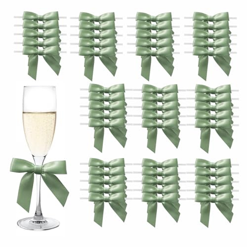 MORSUNBELA Confezione da 50 Fiocchi, Regalo per Natale, Matrimoni e Confezioni Regalo, Verde Salvia