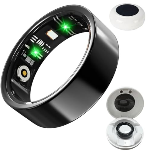 Fitness smart ring för män kvinnor med sömn puls blodtryck syremonitor vattentät aktivitetsmätare stegräknare kalorier stegräknare Bluetooth hälsoring, svart #12