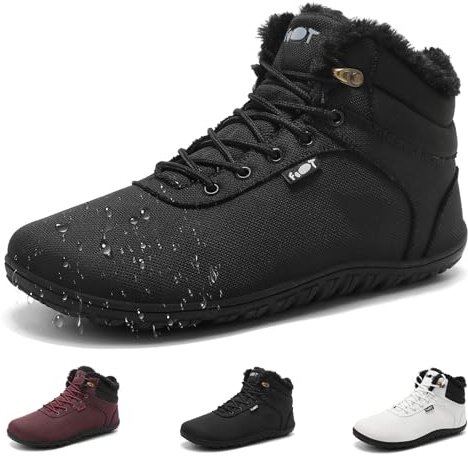 Schuvox Scarpe Barefoot Uomo Donna Impermeabile Autunno Invernali Comodo Stivaletti Barefoot con Pianta Larga Leggero Barefoot Shoes per Trekking Campeggio e Fitness Scarpe Camminare Unisex Nero 43EU