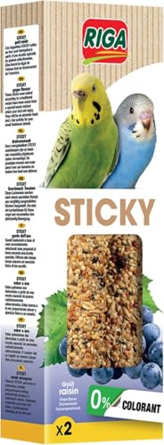 RIGA - Barres De Sticky Aux Fruits De Pays - Nourriture pour Perruches - Baguettes Graines Cuites Au Four - Raisin - Vitamines Et Nutriments - Encourage l'exercice - x 2 (Lot de 5)
