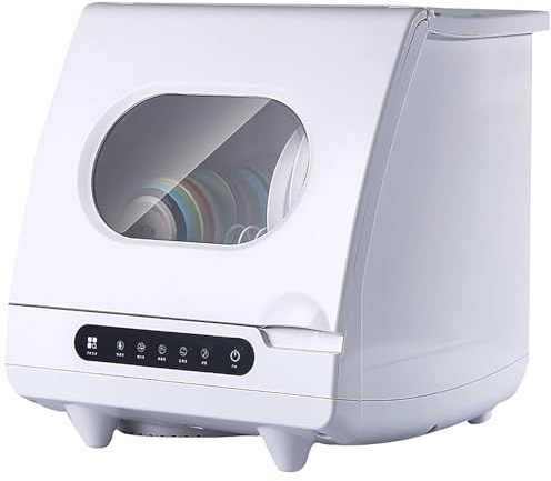 Automatisk diskmaskin, 1200W bordsdiskmaskin, pekskärm, 5 rengöringsprogram, lätt att installera, bänkskiva i rostfritt stål, lämplig för hem- och hotellbruk
