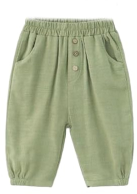 Mjjsk Barn haremsbyxor flickor pojkar vardaglig elastisk midja andningsbara joggingbyxor småbarn lätta sommarbyxor komfort skolbyxor, gRÖN, 6-7 År