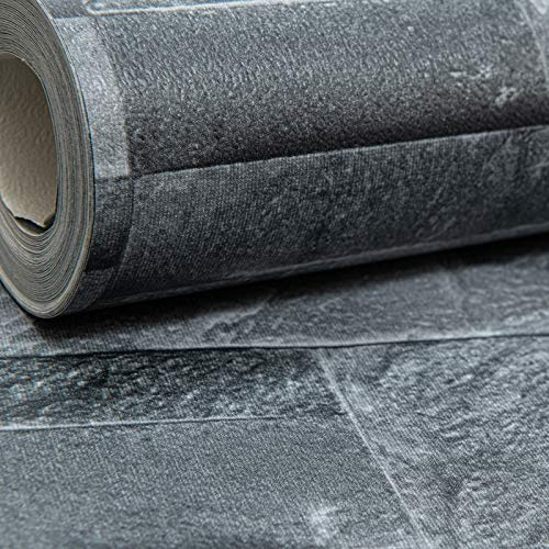 Muriva Thorn Slate Realistic Textured Stone Brick Wall Charcoal Grey Wallpaper Vinyl