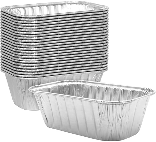Chef Grade Extra-Thick 6 x 3.75in 1Lb Foil Loaf Pans 25 Pk. Best Disposable Bakeable Aluminum Tin Pan for Baking Bread, Small Meatloaf or Lemon Bundt Cake for Holiday Gifts, Bake Sales or Fundraisers.