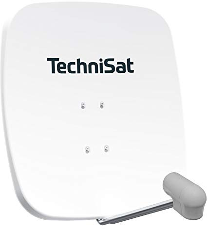 TechniSat SATMAN 65 Plus - Antenne parabolique pour 2 abonnés (Miroir Satellite 65 cm avec Support de mât et UNYSAT-Twin-LNB dans Un boîtier de Protection Contre Les intempéries) Blanc
