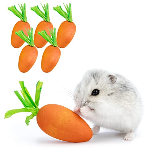 Niteangel 6 giocattoli da masticare e decorazione per criceto nano siriano, gerbilli, topi, lemming Degu o altri animali domestici di piccole dimensioni (forma di carota)