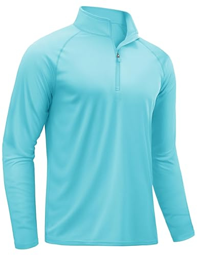 TACVASEN Men's Long Sleeve T Shirt Sun Protection Gym Running Top Lake S