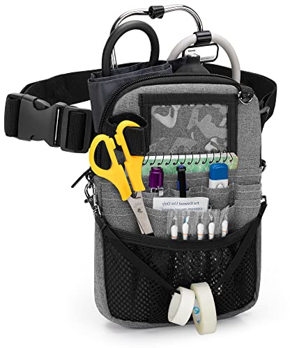 Trunab Ceinture Infirmièr Sac Medical de Taille, Organiseur Infirmière Pochette d'Infirmière avec Multiple Compartement, Réglable Bretelle de Taille, Idéal pour Kit Infirmièr, Stéthoscope, Gris