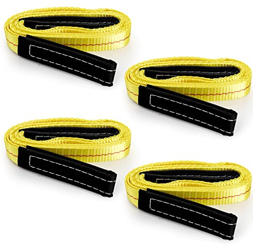 TOPZEA 4 Pack Lifting Sling Straps,1.8M x 2.5CM Durable Nylon Tow Straps Rigging Strap with 2 Wide Flat Eye Loops, Max Breaking Strength 3300lbs