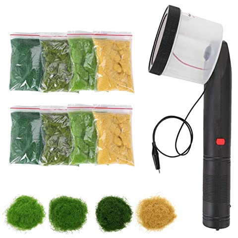 Mocoli Mini Flotador Césped Estático, 8 Hierba Cuatro Colores Mini Aplicador para Máquina Flocado Aplicador ABS con Mango Antideslizante para Modelado Paisajes DIY Sandtisch-Modellierungshandwerkzeug