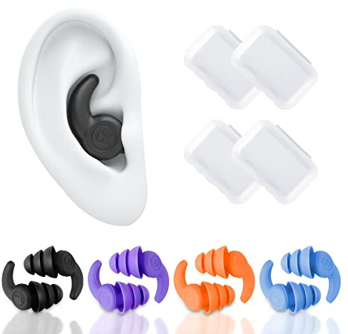 Relota 4 Paia Tappi per le Orecchie da Nuoto, Impermeabili Riutilizzabili Tappi Orecchie Piscina con Scatola Organizzatore Auricolari in Silicone per Doccia, Surf e Altri Sport Acquatici