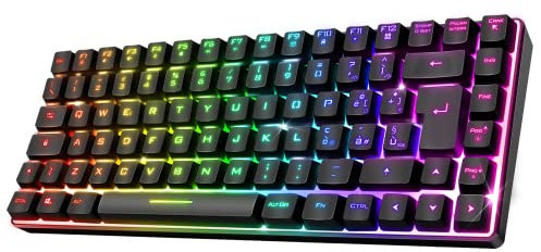 Spirit Of Gamer | Tastiera Gaming Wireless Bluetooth RGB | Layout Italiano QWERTY | Mini Keyboard Compatta TKL 65% | Tasti Semi-Meccanica con 25 Anti-Ghosting | Compatibile con PC, Telefono e Tablet