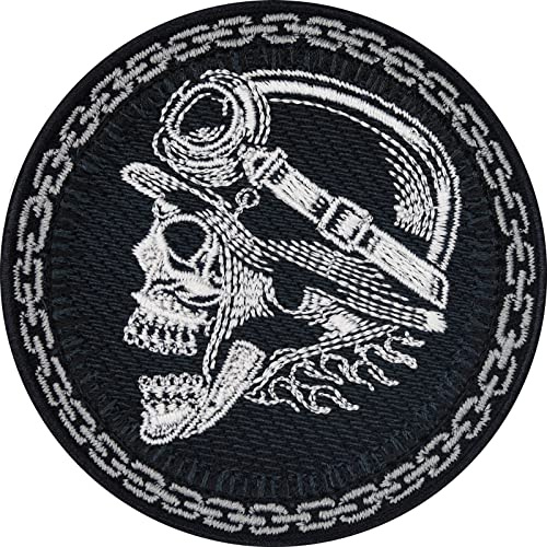 Écusson Thermocollant Biker Vintage Écusson de moto Café Racer à repasser/à coudre | Appliqué d'image de Biker pour tous les tissus | Accessoires pour moto | 75x75mm