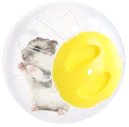 Hamster Running Ball, Dwarf Hamster Exercise Ball, Transparent Hamster Running Wheel, 14.5Cm, Small Animal Activity Toy Hamster Ball for Dwarf Hamsters Gerbil Pet Mice Animals (Yellow)
