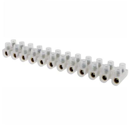Regleta de conexión transparente 25mm, 60A, ideal para instalaciones eléctricas y conexiones seguras.