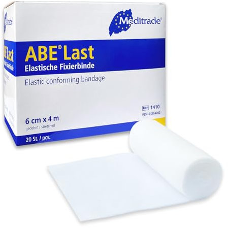Verbandsmaterial Mullbinden 6cm x 4m – 20 Stück elastische Fixierbinde Bandage Druckverband – latexfreie Binden Verband dehnbar