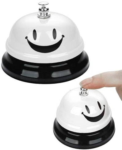Tischglocke,Smiley Bell,Smiley Glocke,Metall Rezeptionsklingel,Service Glocke Klingel,Tischglocke Schule,Tischklingel,Für Restaurant Küche Hotel Bars Service Haustier(Weiß)