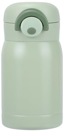 Risipu Small Water Bottle 150ml with Straw – Mini Thermos Flask for Hot and Cold Drinks, One-Hand Open, Leak-Proof Lid, Stainless Steel, Portable for Coffee, Milk, Juice (C-Green)