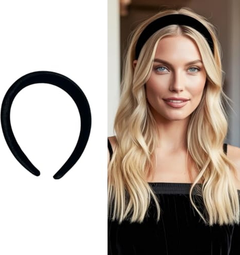 Bottega della Principessa - Eleganter Haarreifen Damen aus Samt – Haarband Damen für Frisur & Styling – Klassischer, schmal gepolsterter Haarreif (Schwarz, Einheitsgröße)