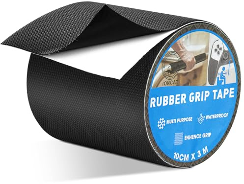 IONCAT Rubber Grip Tape, Anti Slip Tape, Non Slip Tape, 10 CM x 3 M, Black