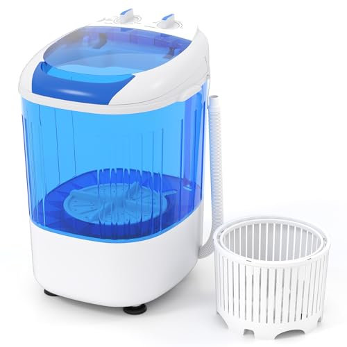COSTWAY 2 in 1 Portable Washing Machine, Mini Single Tub Washer Spin Dryer with Spin Tub & Timing Function, Compact Laundry Washer for Flats, Dorm, RV, Camping (Blue)