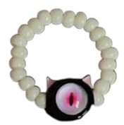 Qsvbeeqj Färgglada pärlringar justerbara elastiska single eye katt formade handgjorda smycken för kvinnor flickor fashionabla smycken, Som beskrivs