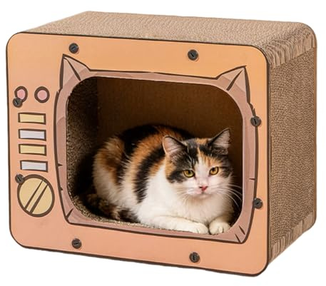 Casa De Cartón para Gatos,Accesorios Mascotas con Fondo Antideslizante - Grande Casa de Cartón para Rascar para Gatos,para Conejo Y Hámster Enriquecimiento Juego Protector De Sofá Y Muebles