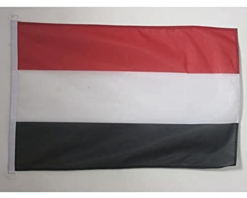 AZ FLAG - Drapeau Yémen Spécial Extérieur - 90x60 cm - Pavillon Nautique Yéménite En Maille Bloquée Avec Anneaux Plastiques Intégrés - 80g