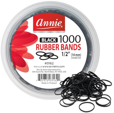 ANNIE 1000 Black Mini Rubber Bands â 1/2âł Durable Elastic Hair & Braiding Bands (Secure, Stretchy, Strong)