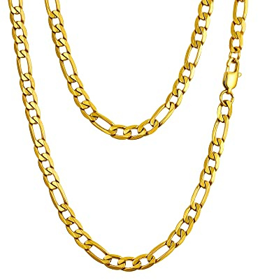 PROSTEEL Uomo Collana catena figaro 45 cm oro acciaio inossidabile 6 mm di larghezza