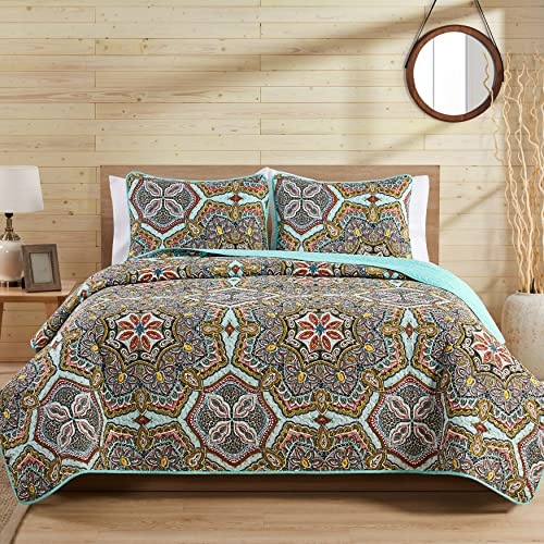 VCNY Home Quilt Set, Yara Multicolor, King, 5-Piece Medallion Print
