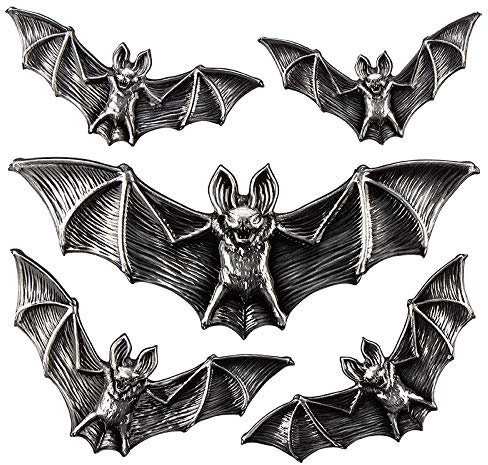 Ideen mit Herz Sticker | Aufkleber | Abziehbilder | Stickerbögen mit diversen Motiven | Halloween | Bogengröße 18 x 17,5 cm (Fledermäuse metallic)