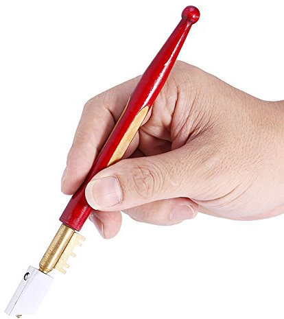 Lubricated Glass Cutter, Diamond Tip Glass Cutter Tool, Plated Head with Brass Breaking Teeth Glass Bottle Cutter 2-25mm Thick