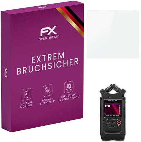 atFoliX Protection Écran Film de verre en plastique compatible avec Zoom H4N Pro Verre film protecteur, 9H Hybrid-Glass FX Protection Écran en Verre trempé de plastique