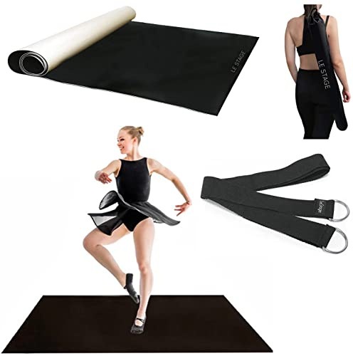 LeStage Dance Floor – Portable Dance Floor Mat with Bonus Stretch Strap – Controlled Slip Surface to Practice & Improve Dance Ballet Performance at Home, Studio, Stage – Kids & Adults (48 x 36.5)