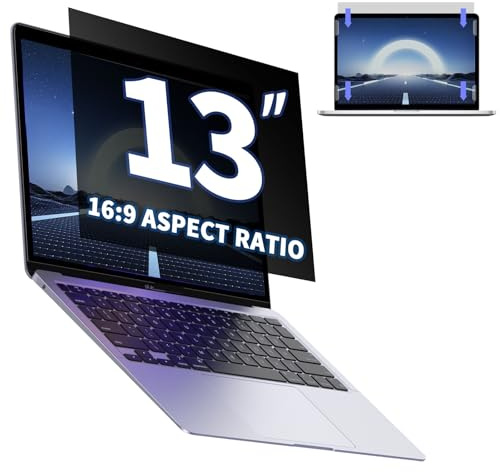 13,3 tum laptop integritetsskydd, avtagbart 16:9 bildförhållande laptop sekretessfilter, anti-spionering/enkel installation/bländning/blockerande blått ljus