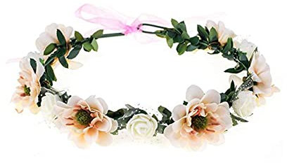 Couronne de cheveux florale - Couronne florale - Couronne de fleurs bohème - Pour fête de mariage, fraîche et belle