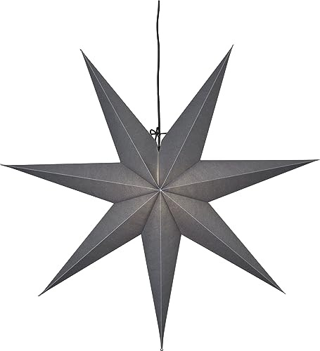EGLO julstjärna Frozen, pappersdekoration för inomhusbruk att hänga | fönsterdekoration i grått, 3D adventsstjärna, väggdekoration för vardagsrum, E14-sockel, 70 cm
