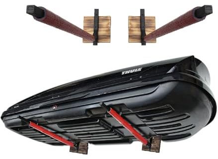 QLS Dachbox Wandhalterung WSB.O rot 82 cm zur Aufbewahrung von Dachkoffer Gartengeräte Skibox Sportgeräte Surfbrett iSUP mit Stahl Holzbrett
